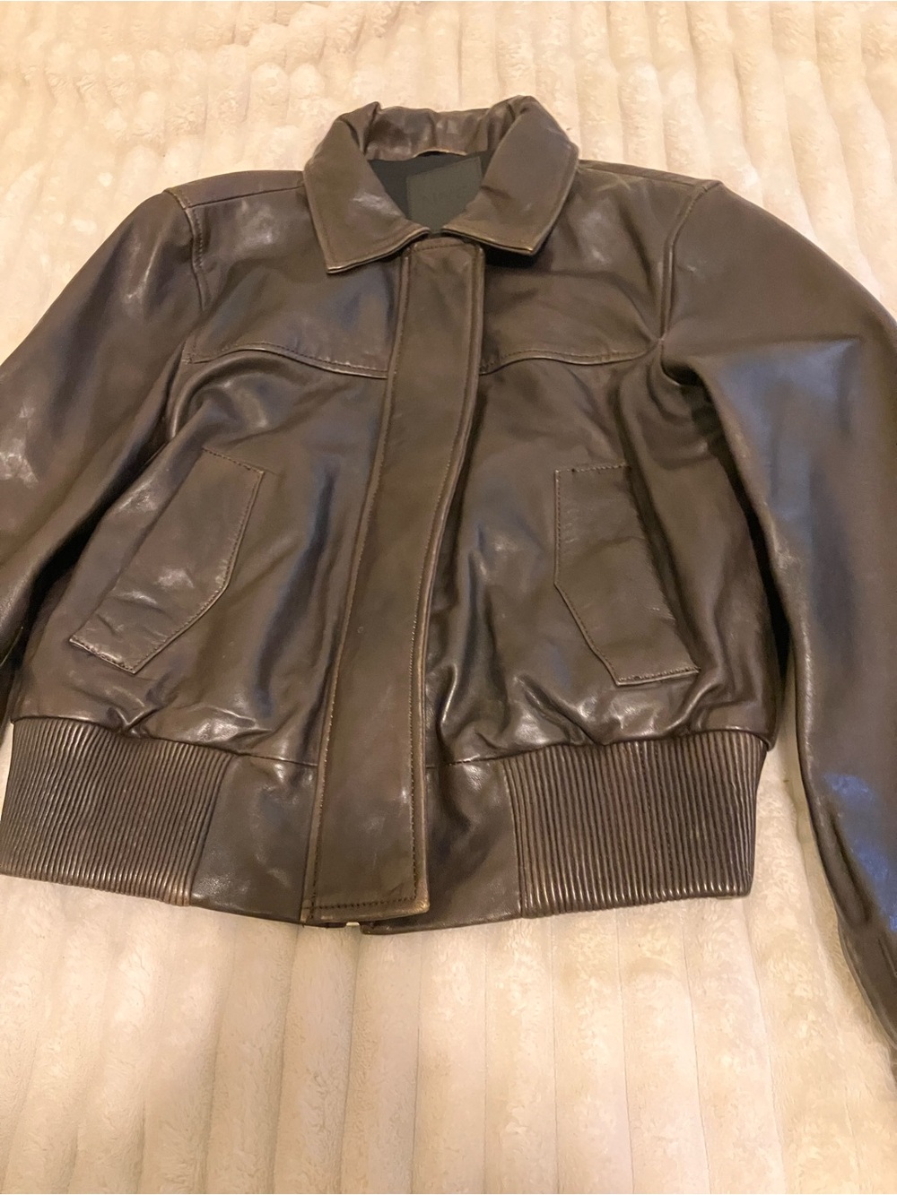Mango Leather Bomber Jacket - Picture 8 of 15